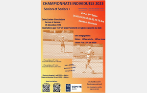 Inscriptions aux championnats Individuel de l’Ain Seniors et Seniors+