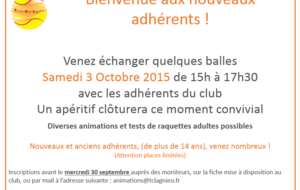 Bienvenue aux nouveaux adhérents !