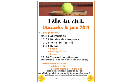 Fête du club Dimanche 16 juin