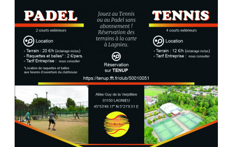 Location de terrains tennis ou padel