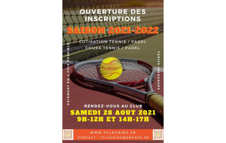 Inscriptions Saison 2021 - 2022 : Séance de rattrapage