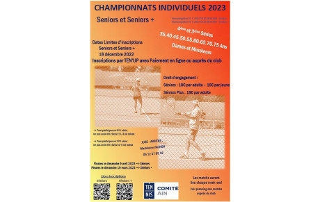 Inscriptions aux championnats Individuel de l’Ain Seniors et Seniors+