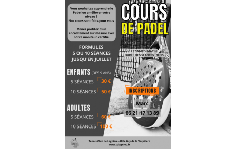 Lancement des cours de Padel Printemps / été